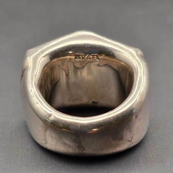 VTG Israel Sterling Silver Puffy Dome Ring Size 7 Sculptural Diamond Front 7.59g - Picture 4 of 10
